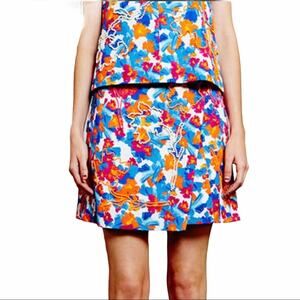 Tanya Taylor NWT Skirt Textured Pop Floral Print Pink Blue White Size 10